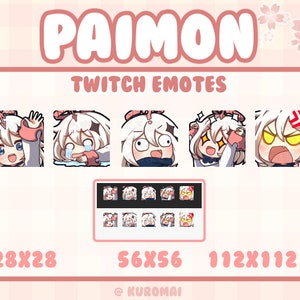 Twitch Emote Pack, Genshin Paimon, 5 Emotes, streamer, discord, etc (Hello, Cry, Derp, Hype, Rage)