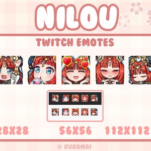 Twitch Emote Pack, Genshin Nilou, 5 Emotes, streamer, discord, etc (Hello, Drink, Love, Shy, Sleep)