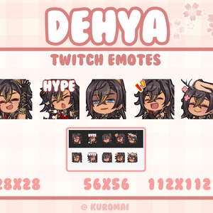Twitch Emote Pack, Genshin Dehya, 5 Emotes, streamer, discord, etc (hello, hype, judge, laugh, pat)