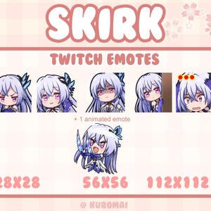 Twitch Emote Pack, Genshin SKIRK 5+1 Emotes, streamer, discord