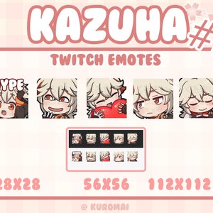 Twitch Emote Pack, Genshin kazuha #2, 5 Emotes, streamer, discord, etc (Hype, Kappa, Love, OK, Shy)