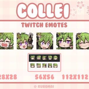 Twitch Emote Pack, Genshin Collei, 5 Emotes, streamer, discord, etc (cry, hello, notlikethis, pout, smile)