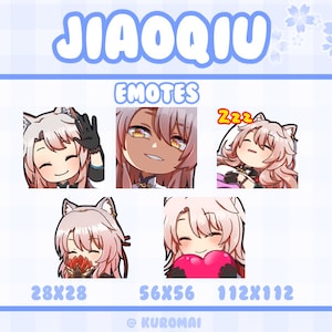 Twitch, Emote, Pack, Honkai Star Rail, Jiaoqiu, 5 Emotes, streamer, discord, (hello, sneaky, sleep, smile, love)