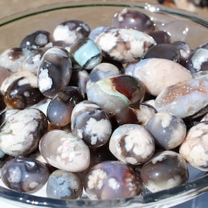 Black Flower Agate Tumbles