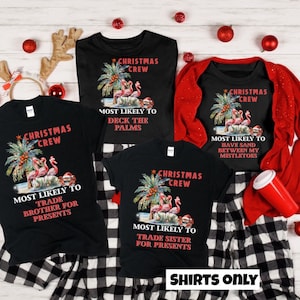 Family Christmas Pajamas, Matching Family Christmas Pajamas, Most Likely To Christmas Tees, Tropical Christmas PJs, Beach Christmas Jammies