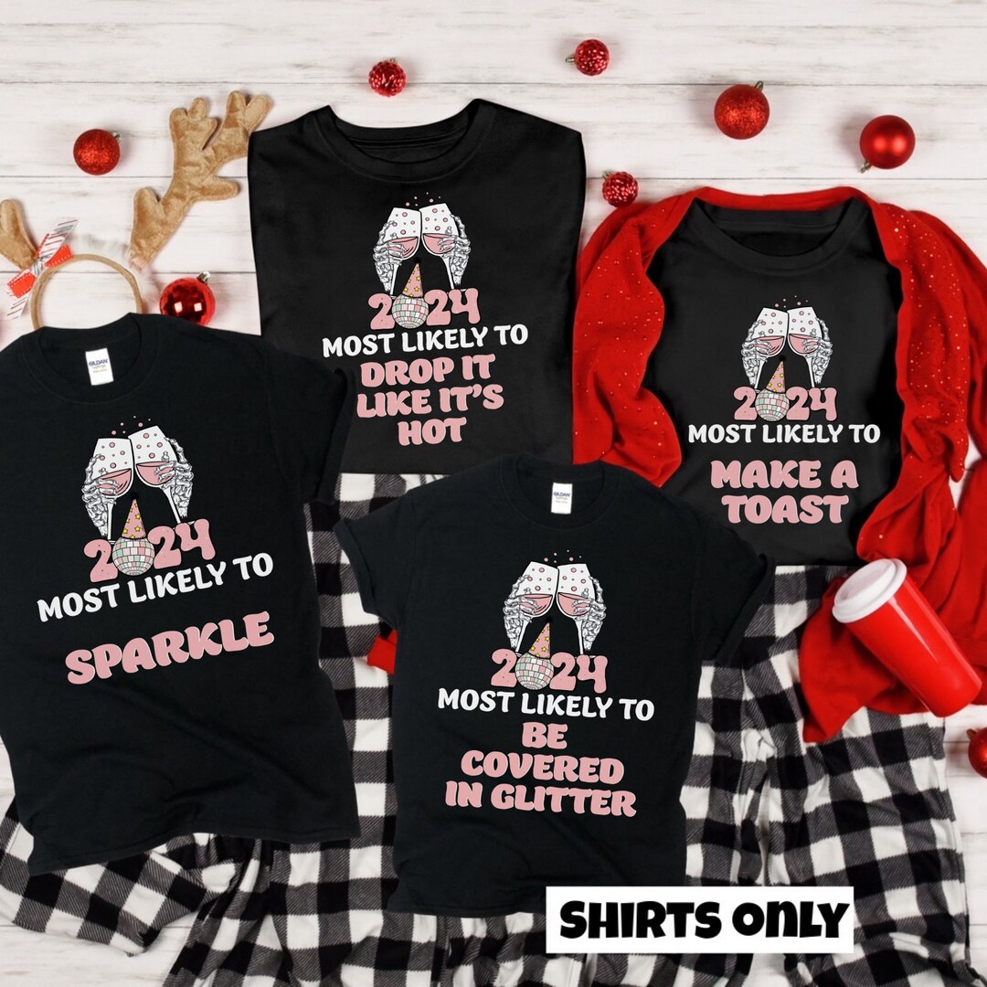 New Years Eve Pajamas, Matching Family New Year Crew Pajamas, Holiday