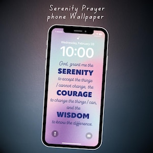 Fondo de pantalla para teléfono con oración de serenidad y cita espiritual: descarga digital para la pantalla de bloqueo