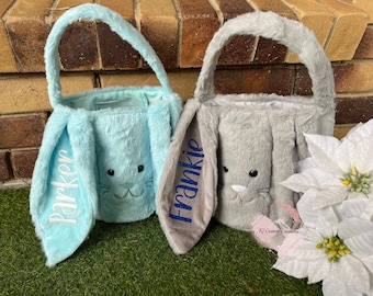 Personalised Fluffy Bunny Easter Baskets/ Easter Basket/ Bunny Basket/ Personalised gift/ Personalised Baskets