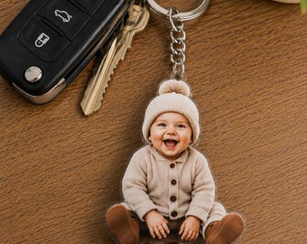 Custom Photo Keychain, Personalized Keepsake, Any Photo Gift