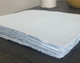 Papel Azul Claro Reciclado Hecho a Mano A6 A5 200 g/m²/ Invitaciones de Boda / Papelería / Pack de 5 o 10 hojas