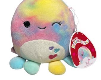 Squishmallows Opal The Octopus Tie Dye Valentine Squad 5” Plush Toy NWT 2022