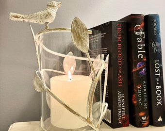Candelabro rústico de metal blanco con forma de pájaro: decoración para bodas campestres