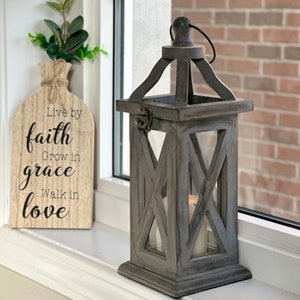 Wooden Lantern for Candles - Indoor Outdoor Hanging Fall Decoration for Patio, Porch, backyard