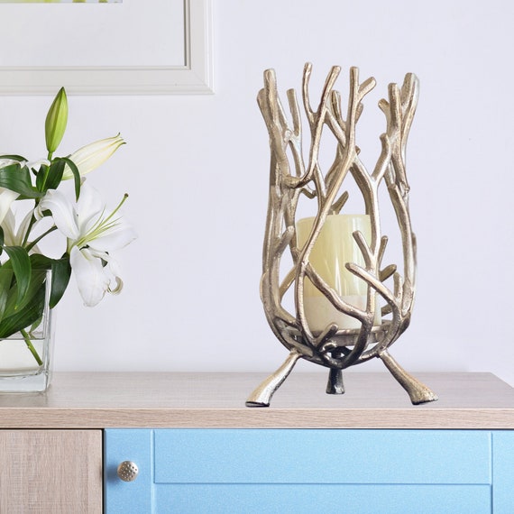 Silver Antler Pillar Candle Holder Metal Etsy