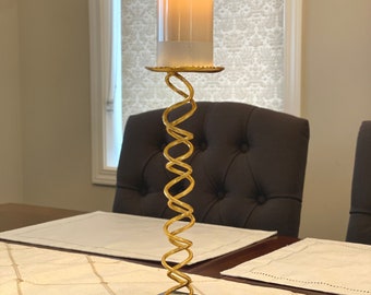 Tall Gold Plated Candle Stand: Granite Base Elegant Home Decor