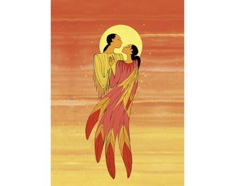 The Embrace by Maxine Noel, Indigenous Art Card, First Nations, Native Americans, Framed Art Card