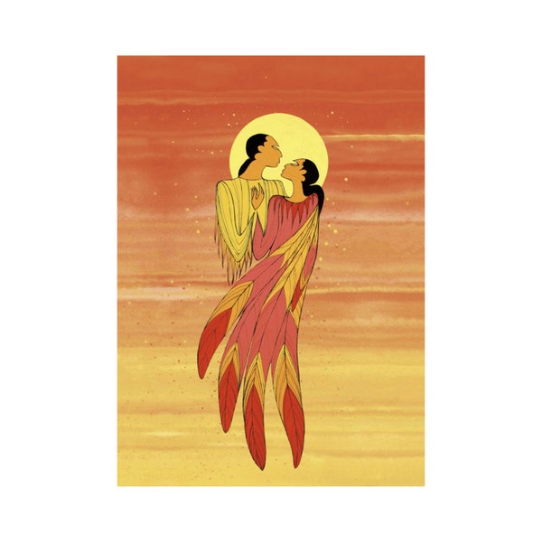 The Embrace by Maxine Noel, Indigenous Art Card, First Nations, Native Americans, Framed Art Card