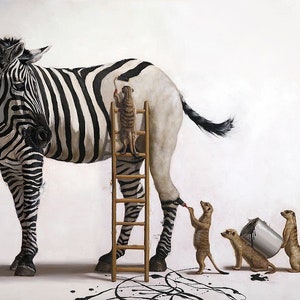 ルシア・ヘファーナンのペイント作品アートプリント - 動物の壁飾り、シマウマのポスター、面白い動物アート、大学、寮の装飾、