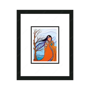 Winter Protector by Pam Cailloux, Indigenous Art Card, Framed Art Card, Métis Artist