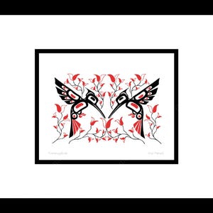 Colibrì di Eric Parnell, cartolina artistica indigena, artista Haida, cartolina artistica incorniciata