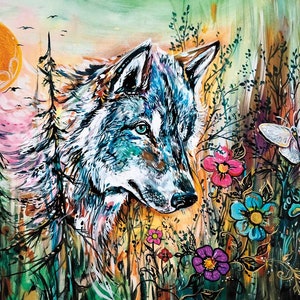 Wolf Path By Carla Joseph, Indigenous Art Print, First Nations, Native Americans, Cree, Métis, Framed Art
