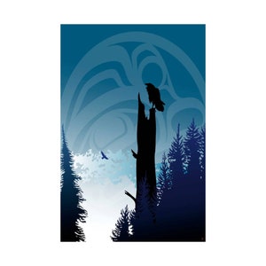 Raven&#39;s Lookout By Mark Preston, Indigenous Art Print, First Nations, Native Americans, Tlingit, Yukon Territory, Framed Art