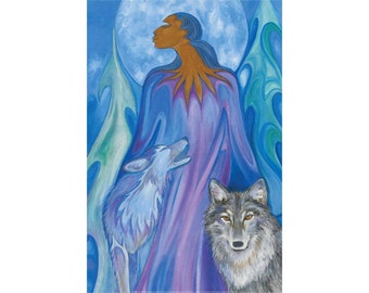 Wolf Guardian by Maxine Noel, Indigenous Art Card, First Nations, Native Americans, Framed Art