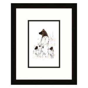 Mãe e filhotes de urso por Ernest Cobiness, cartão de arte indígena, cartão de arte emoldurado