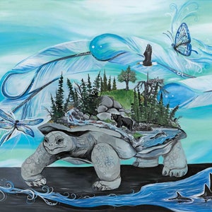 Turtle Island By Carla Joseph, Indigenous Art Print, First Nations, Native Americans, Cree, Métis, Framed Art
