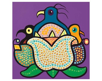 Family by Donna Langhorne Indigenous Art Print, First Nations, Anishinaabe Nation, Native Americans Decor, Framed Art