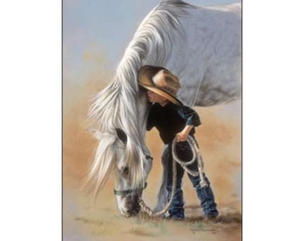 Boy and Horse Art Print - Horse Art Print - Animal Wall Decor - Little Whispers By Lesley Harrison Art Print