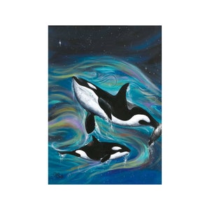 Killer Whales By Carla Joseph, Indigenous Art Print, First Nations, Native Americans, Cree, Framed Art