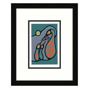 Enseignement familial I par Bruce Morrisseau, carte d'art autochtone, carte d'art encadrée