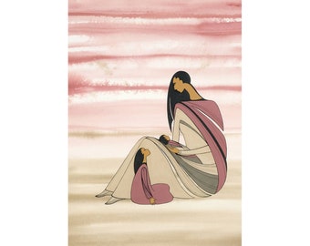 A Mother’s Love by Maxine Noel, Indigenous Art Print, First Nations, Native Americans, Framed Art