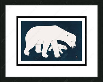 Inuit Art Polar Bear at Bay, Enook Manomie, Hand Signed and Titled