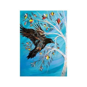 Raven Tree By Carla Joseph, Indigenous Art Print, First Nations, Native Americans, Cree, Framed Art