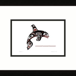 Skaana II By by Clarence Mills, Indigenous Art Card, Haida Artist, Framed Art Card