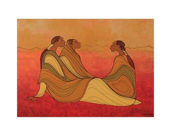 Family by Maxine Noel, Indigenous Art Print, First Nations, Native Americans, Framed Art Card