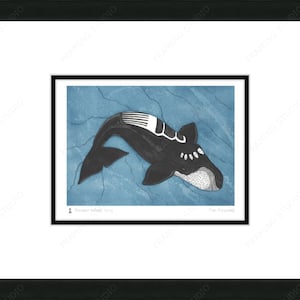 Ancient Whale, 2013 by Tim Pitsiulak, Indigenous Art Card,  Cape Dorset, Inuit Framed Art Card