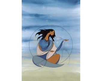 Spirit Of The Winds by Maxine Noel, Indigenous Art Print, First Nations, Native Americans, Framed Art Card