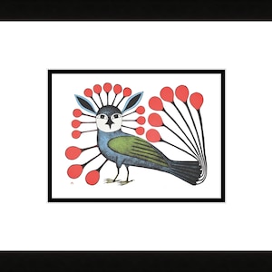 Vigilant Owl 2007 (Lithograph) by Kenojuak Ashevak, Indigenous Inuit Art Card, Aboriginal Decor, Cape Dorset