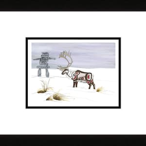 Caribou by Richard Shorty, Indigenous Art Card, Framed Art Card