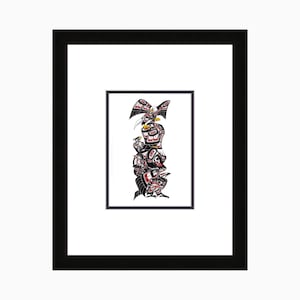 Family Totem by Richard Shorty, Indigenous Art Card, Framed Art Card