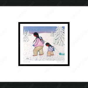 Winter Walk By Cecil Youngfox Framed Artcard, Indigenous Art
