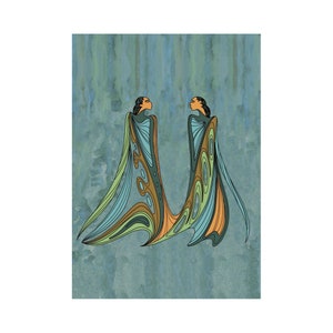 Amigos por Maxine Noel, Cartão de Arte Indígena, Primeiras Nações, Nativos Americanos, Cartão de Arte Emoldurado