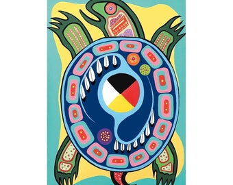 Turtle Island by Donna Langhorne Indigenous Art Print, First Nations, Anishinaabe Nation, Native Americans Decor, Turtle Framed Art
