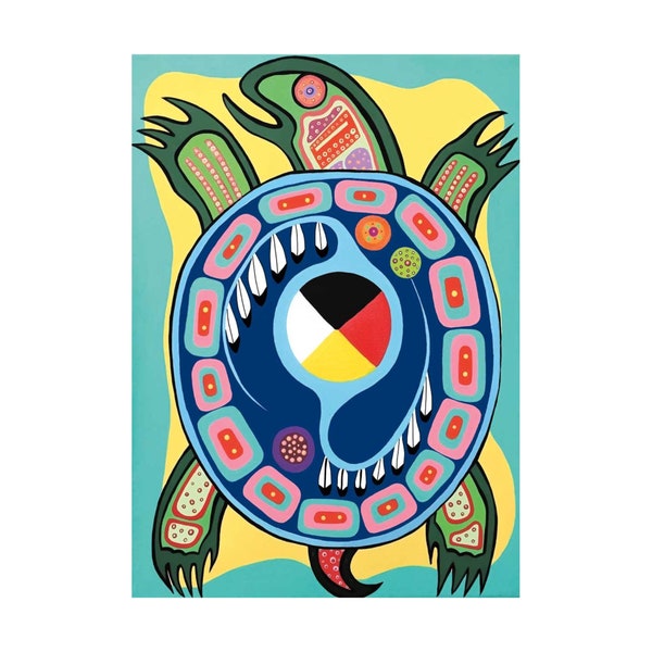 Turtle Island by Donna Langhorne Indigenous Art Print, First Nations, Anishinaabe Nation, Native Americans Decor, Turtle Framed Art