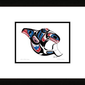 Killer Whale Design by Richard Shorty, Indigenous Art Card, Orca Framed Art Card