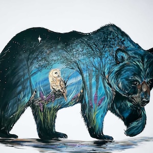 Wise Bear By Carla Joseph, Indigenous Art Print, First Nations, Native Americans, Cree, Métis, Framed Art