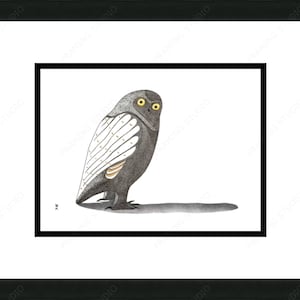 Ombre du soir par Kananginak Pootoogook, carte d'art autochtone, Cape Dorset, carte d'art encadrée inuit